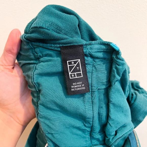 Sea New York Teal Green Colorful Designer Paperbag Denim Straight Leg Pants 2 - Picture 9 of 12